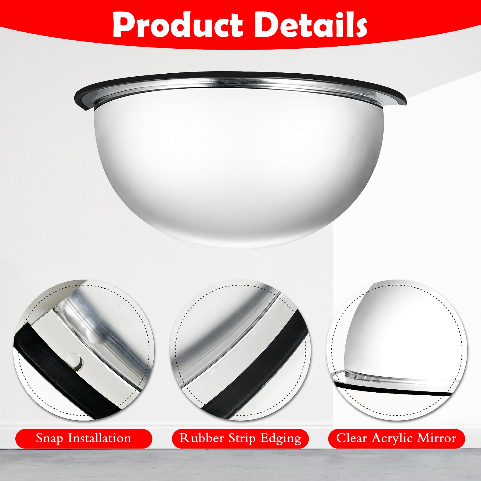 Kanayu Corner Mirror Blind Spot For Wall Security Acrylic Half Dome