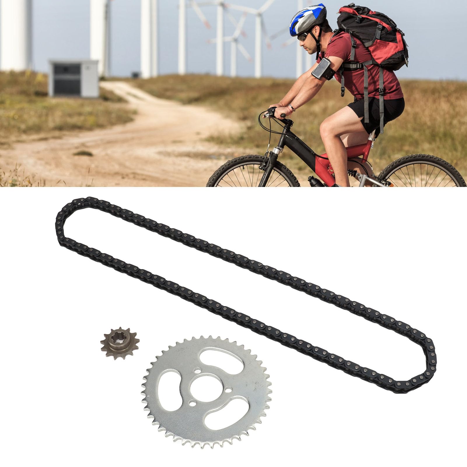 Kit de chaîne de pignon avant T8F 13T, pignon d'entraînement T8F 116 maillons T8F 44T 3 trous pour VTT, mini vélo, motos