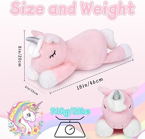 Miniatura 4 de GEWUJATOP Animales de peluche con peso de unicornio, animales de peluche de unicornio de 14 pulgadas, juguetes de peluche de unicornio con peso para