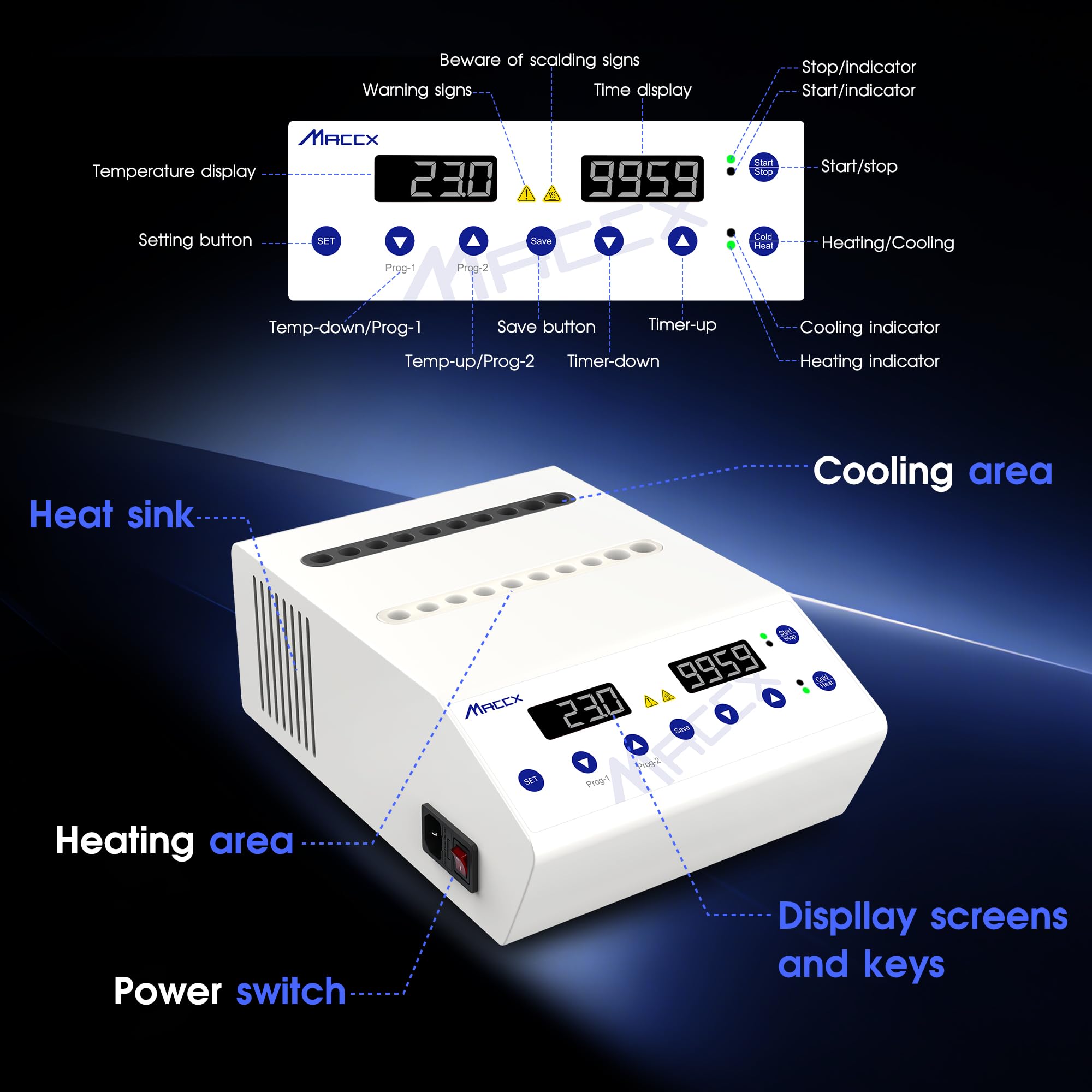 Máquina de calentamiento de gel, LED dobles para pantalla independiente PRP PPP Gel Maker Calentador Plasma, con dos contenedores separados, LABE02-001
