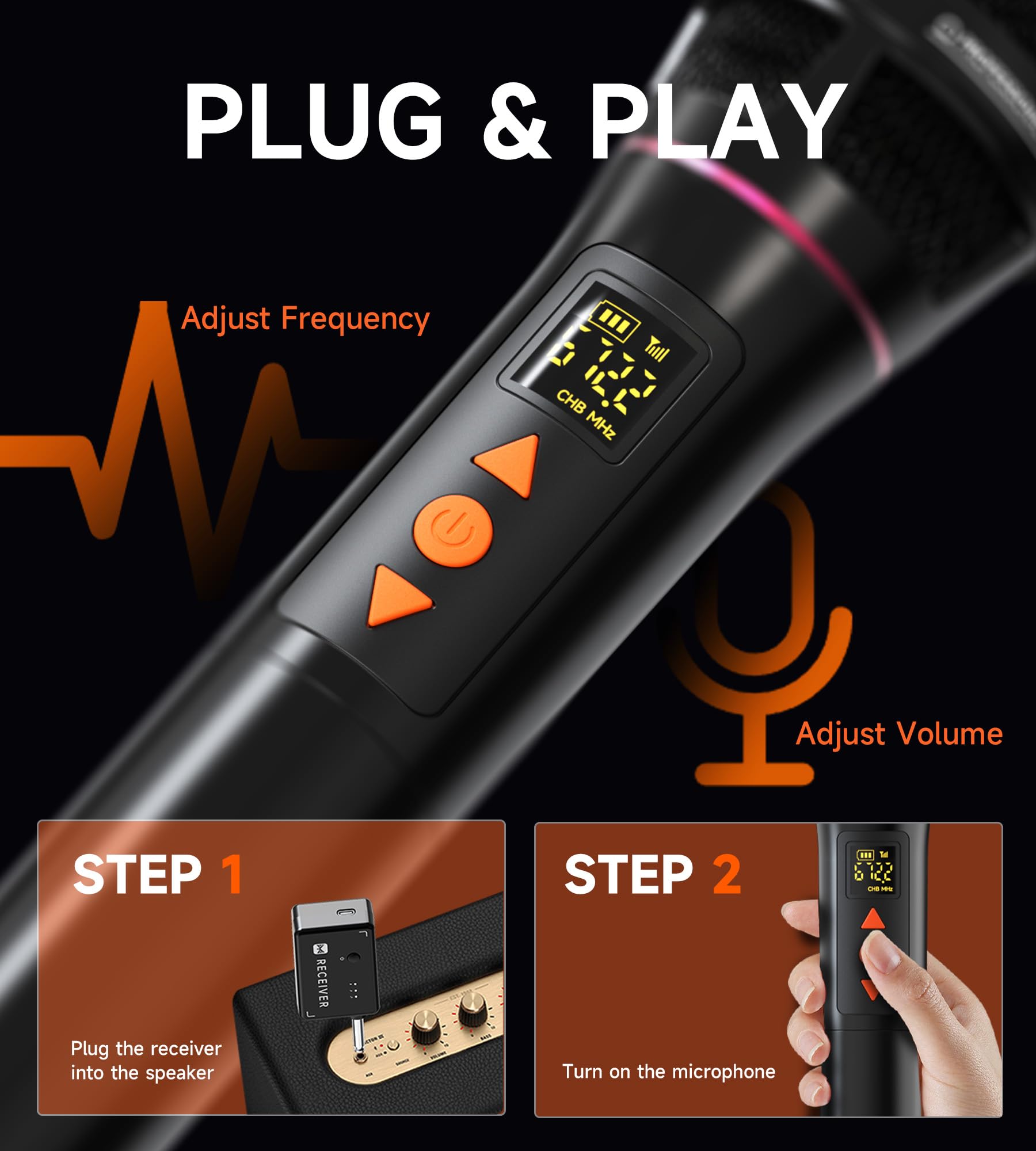 ECHOMUSSY Microfono wireless UHF