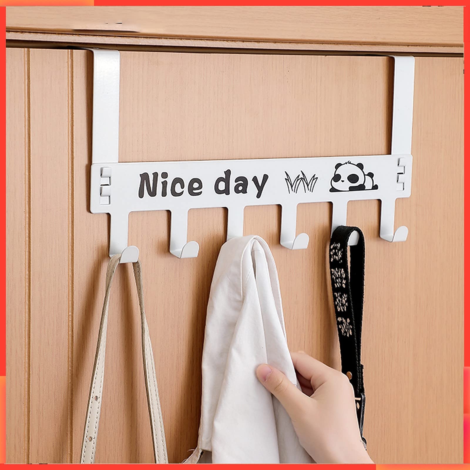 wolpin Over The Door Hook Hanger Wall Organiser Removable Hook Rack for Hanging Towel | Clothes Hanger | Multipurpose Hook Rail Nail-Free (6 Hooks, White), Iron (B09RVZWPNN) Amazon Price History, Amazon Price Tracker