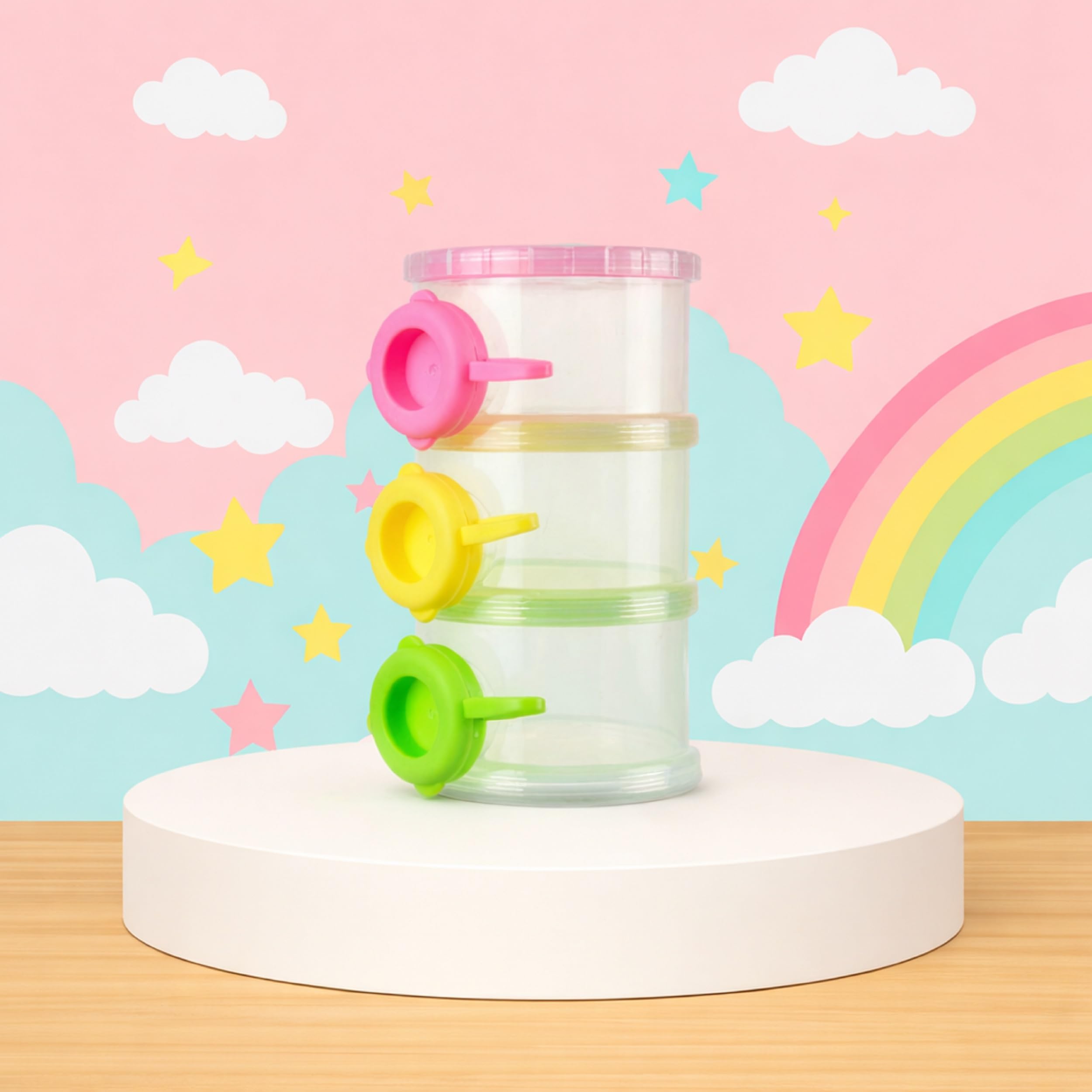 Baby Anti-Leak Formula Dispenser Foodgrade PP Double Layer Milk Powder Food Storage First Feed Box for Outdoor Travel Home BPA Free (MULTICOLOR) (DESIGN 13)-image-46