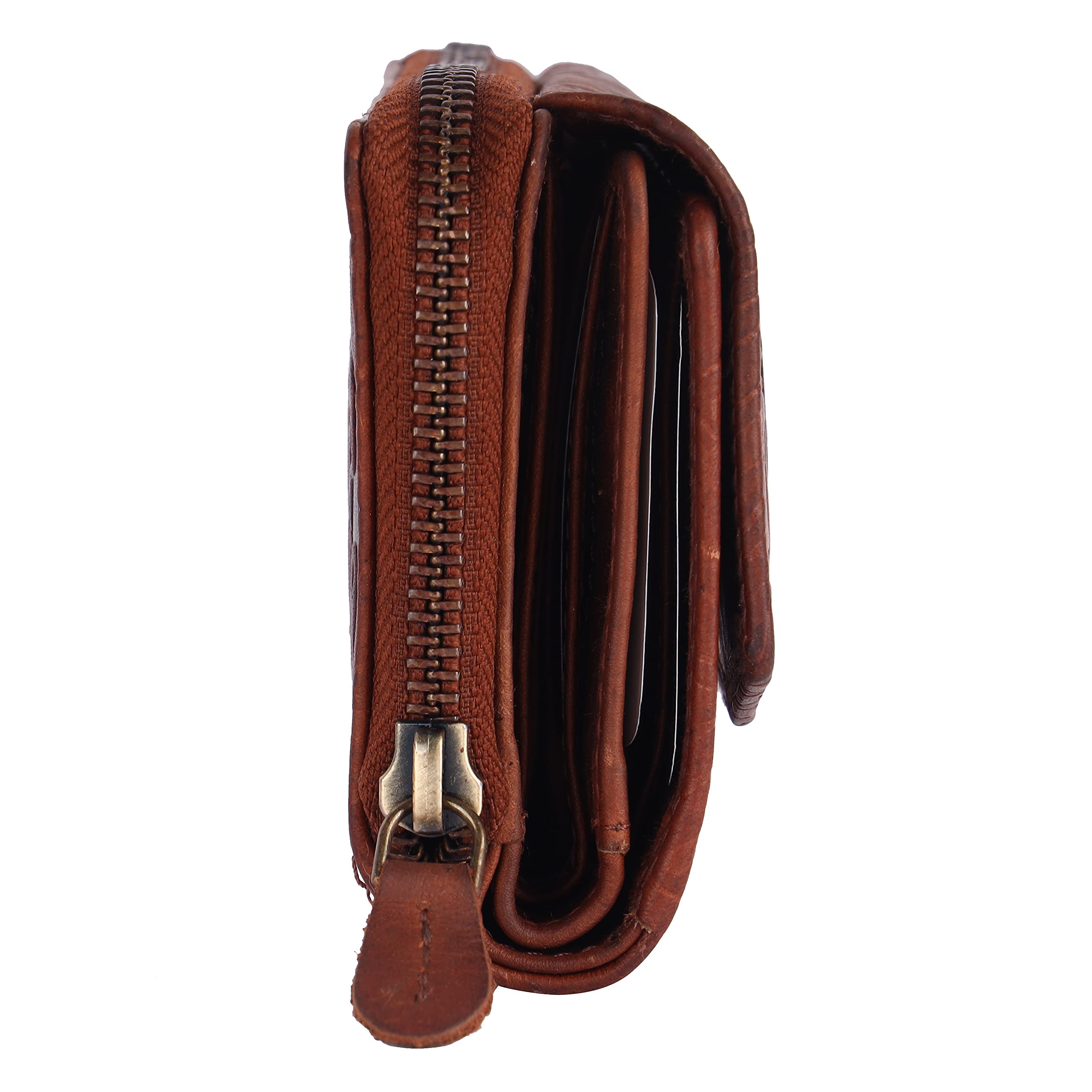 Portafoglio da Donna con portachiavi RFID Vera Pelle Alta Qualità Vintage