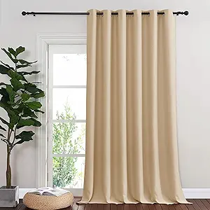 NICETOWN Room Darkening Extra Wide Curtain 102 inch Length, Grommet Thermal Curtain Voice Reducing Window Treatment for Sliding Glass Door/Bedroom, Biscotti Beige, W80 x L102, 1 Panel