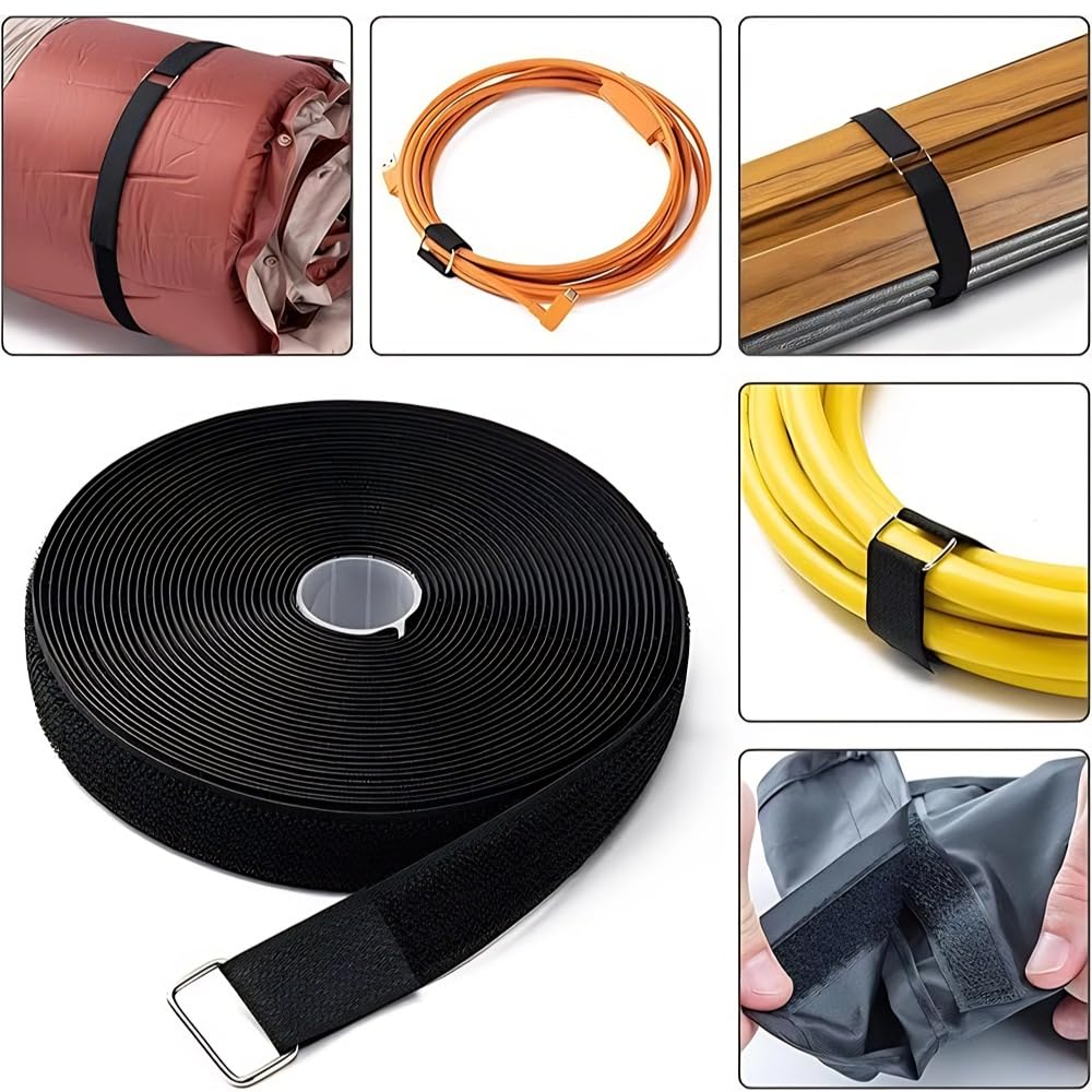 16.4Ft X 0.8In Cable Straps With 25 Buckles – Reusable Nylon Hook & Loop Cord Organizer