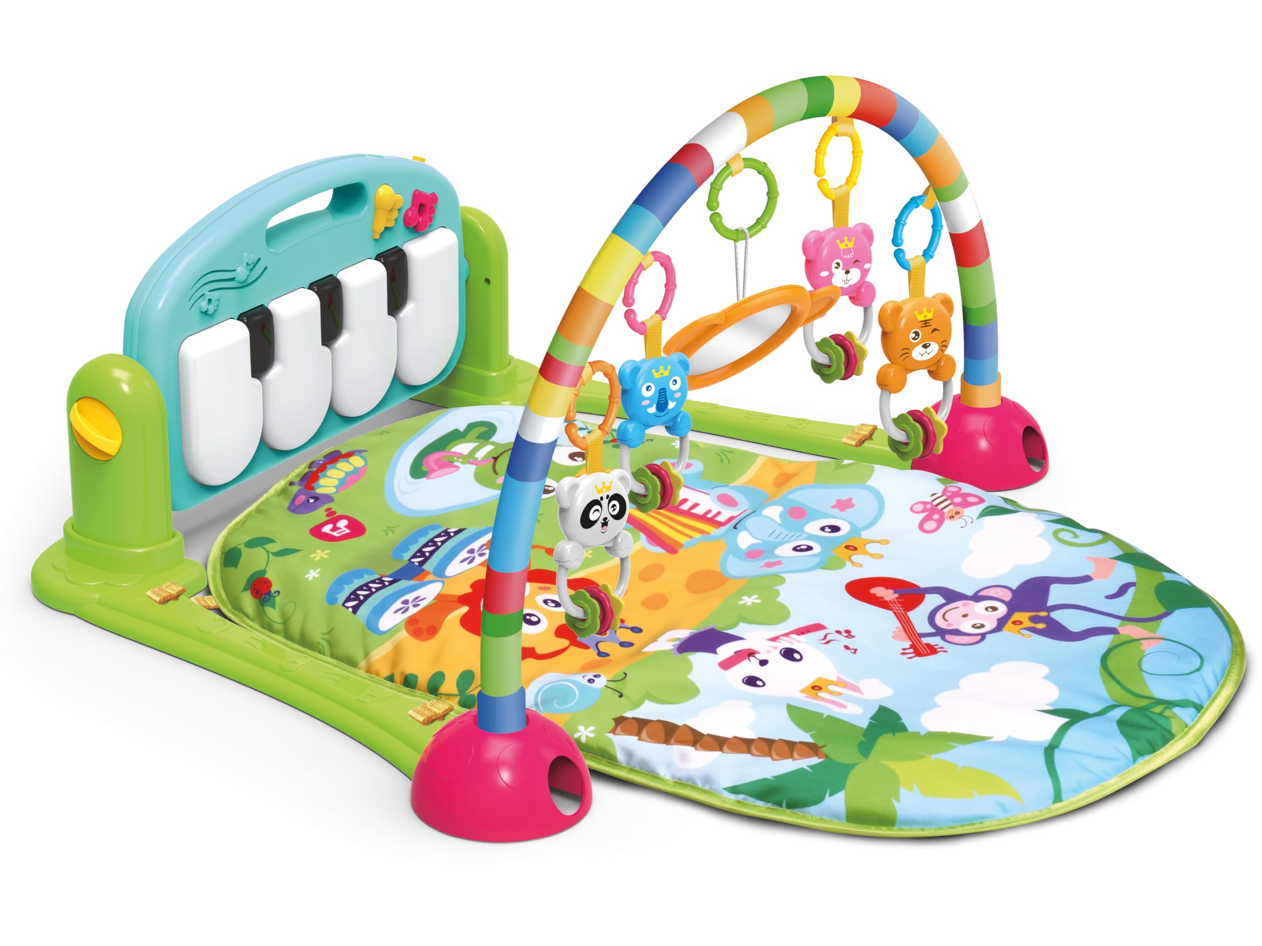 Teorema Giocattoli Palestrina Baby Musicale 75x60x45 cm, Tappeto Sensoriale Interattivo Neonato con Piano Calcia e Suona, Sonagli Animaletti e Specchio, Giochi Neonati 0-12 Mesi