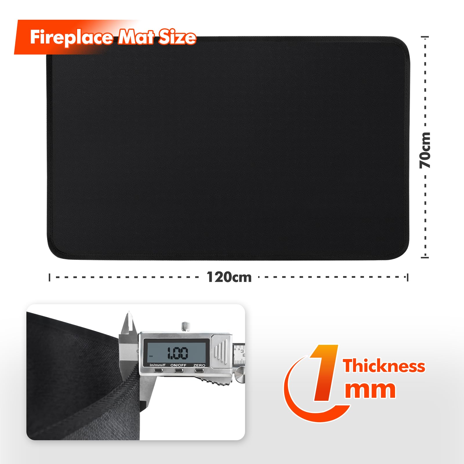 Hearth Rugs for Fireplaces 120x70x0.1cm Fireproof Mat - Image 2
