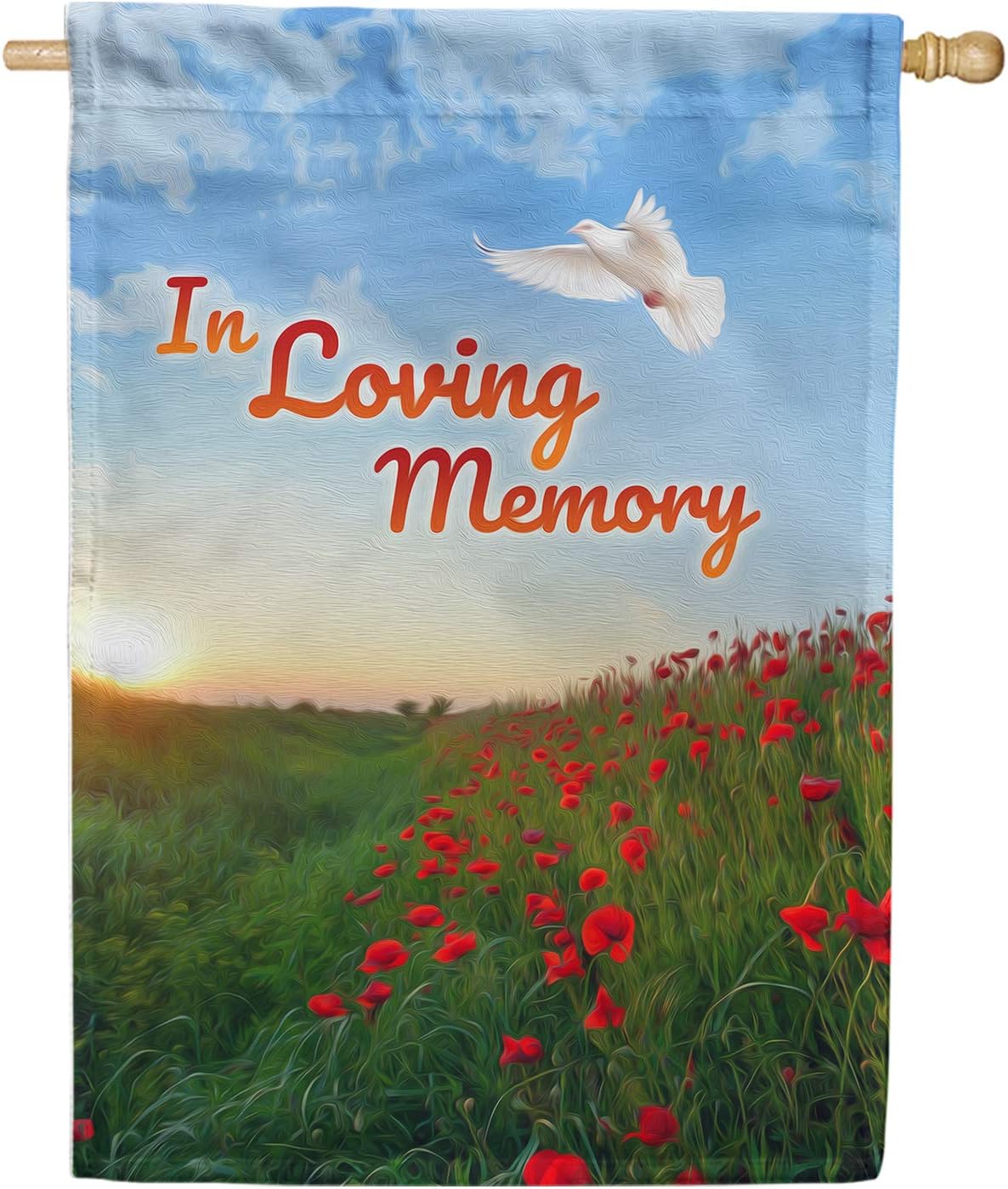 America Forever House Flag - In Loving Memory (Dove), Cemetery Memorial Religious Bereavement Double Sided 28" x 40" Decor, Seasonal Yard Outdoor Decorative