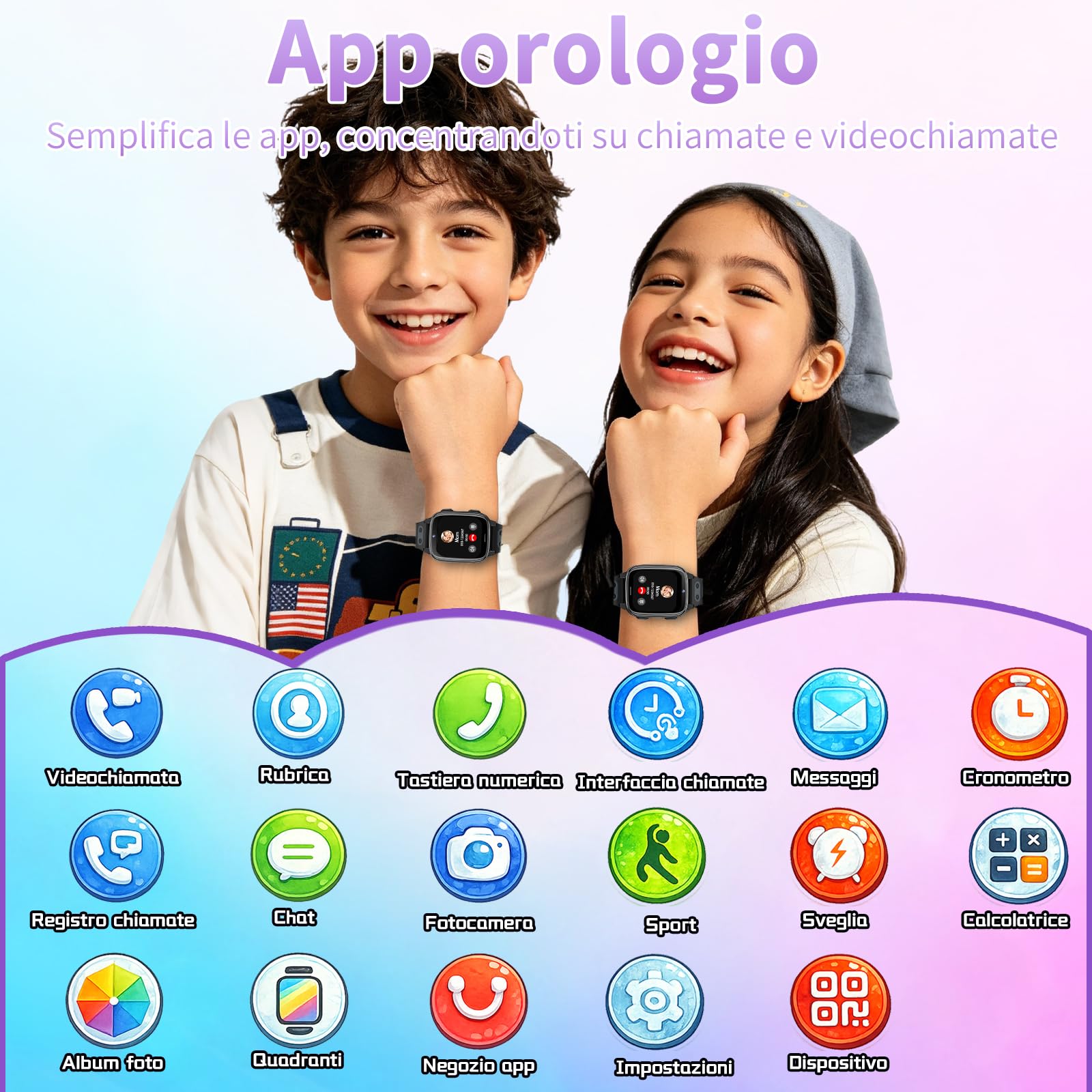 Smartwatch Orologio Intelligente Bambini 4G GPS Videocall Ragazzi (Nero) | Telefon, SOS, Controllo Genitori, Videochiamata,SMS, Modalità Classe , Rifiuto, Chiamate, Sconosciute, Contapassi, Giochi