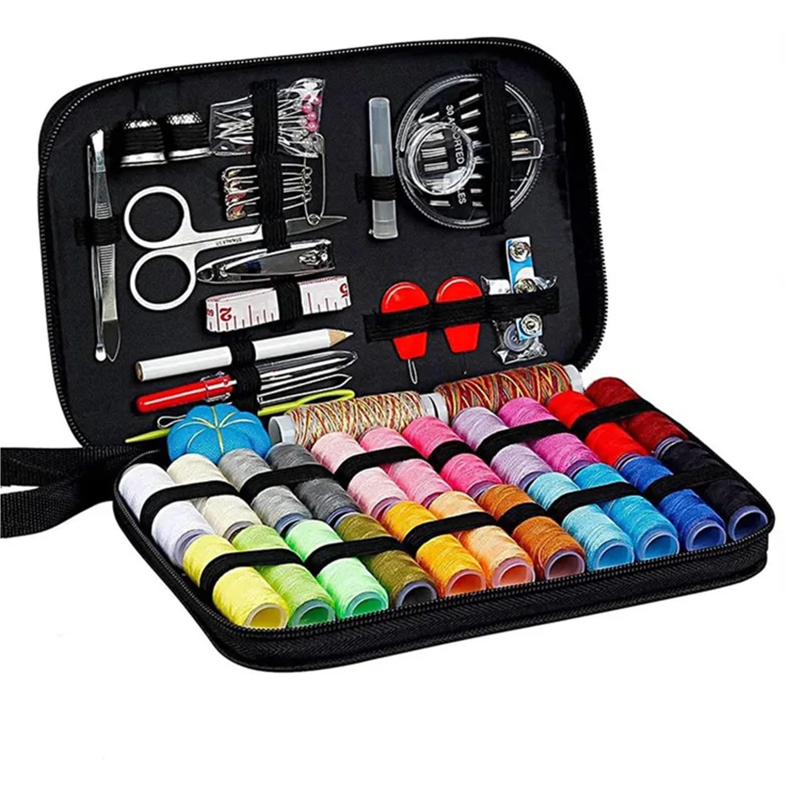 Kit de costura compacto Kit de costura con hilos, agujas, bolsa almacenamiento, tijeras, cinta métrica, botones, portátil, for viajes, bricolaje, bordado, manualidades, caja(229PCS)