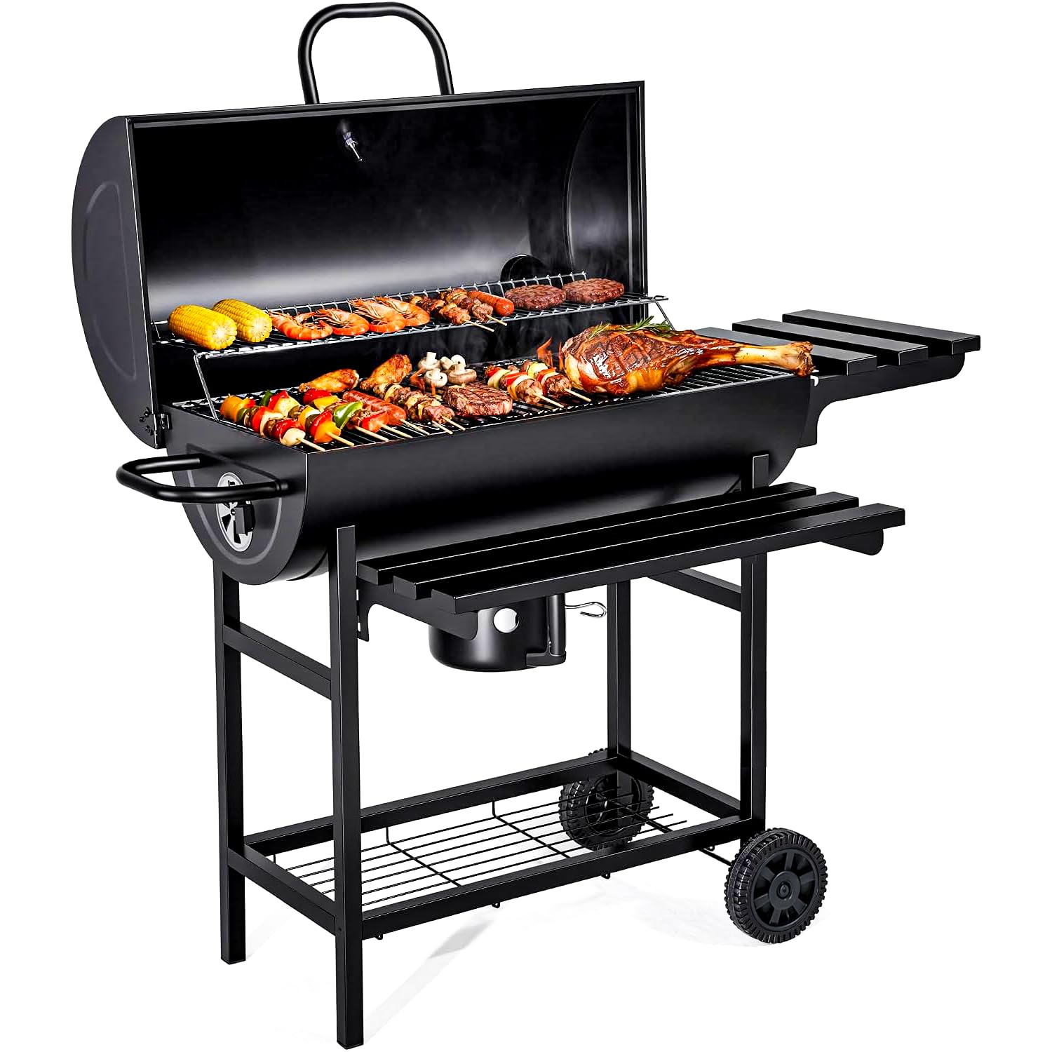 WTRYRN Outdoor Charcoal Grill with Side Shelves A