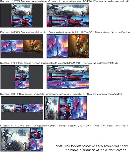 Miniatura 4 de Interruptor KVM de 6 puertos HDMI Multi-Viewer Interruptor inconsútil 6X1 HDMI Quad Pantalla en tiempo real Multiviewer Soporte Ratón a través del