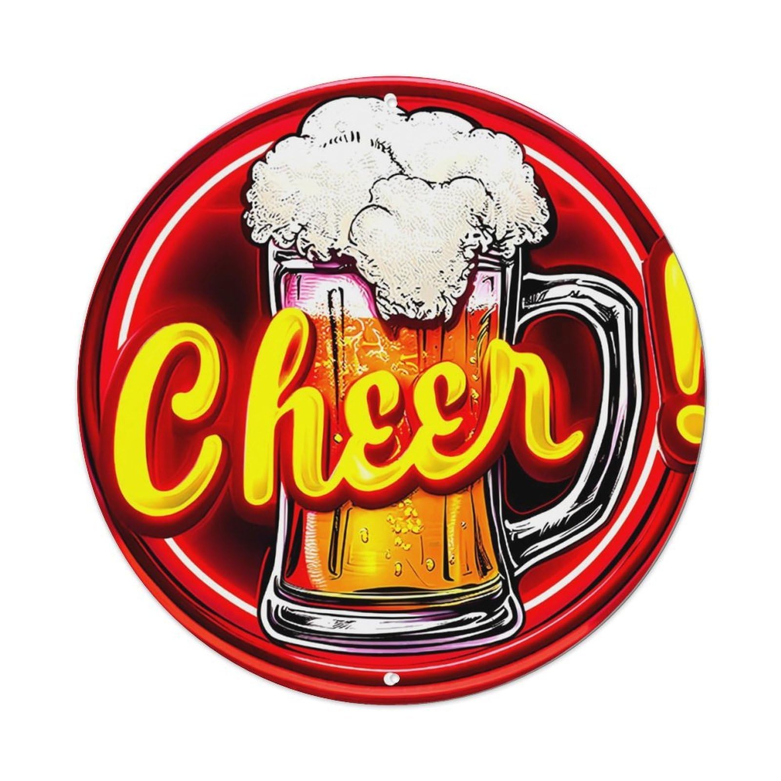 Beer Mug With Cheer Text Metal Tin Sign Plaque