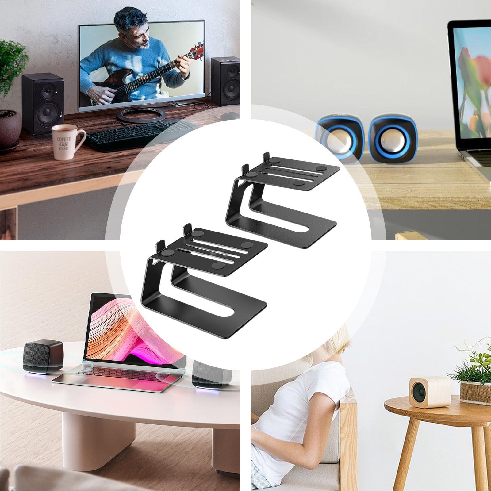 Soportes de monitor de estudio, soportes de altavoz de escritorio, par estable de soportes de altavoz de estante 2 piezas, soporte de altavoces de estante para altavoces de estante