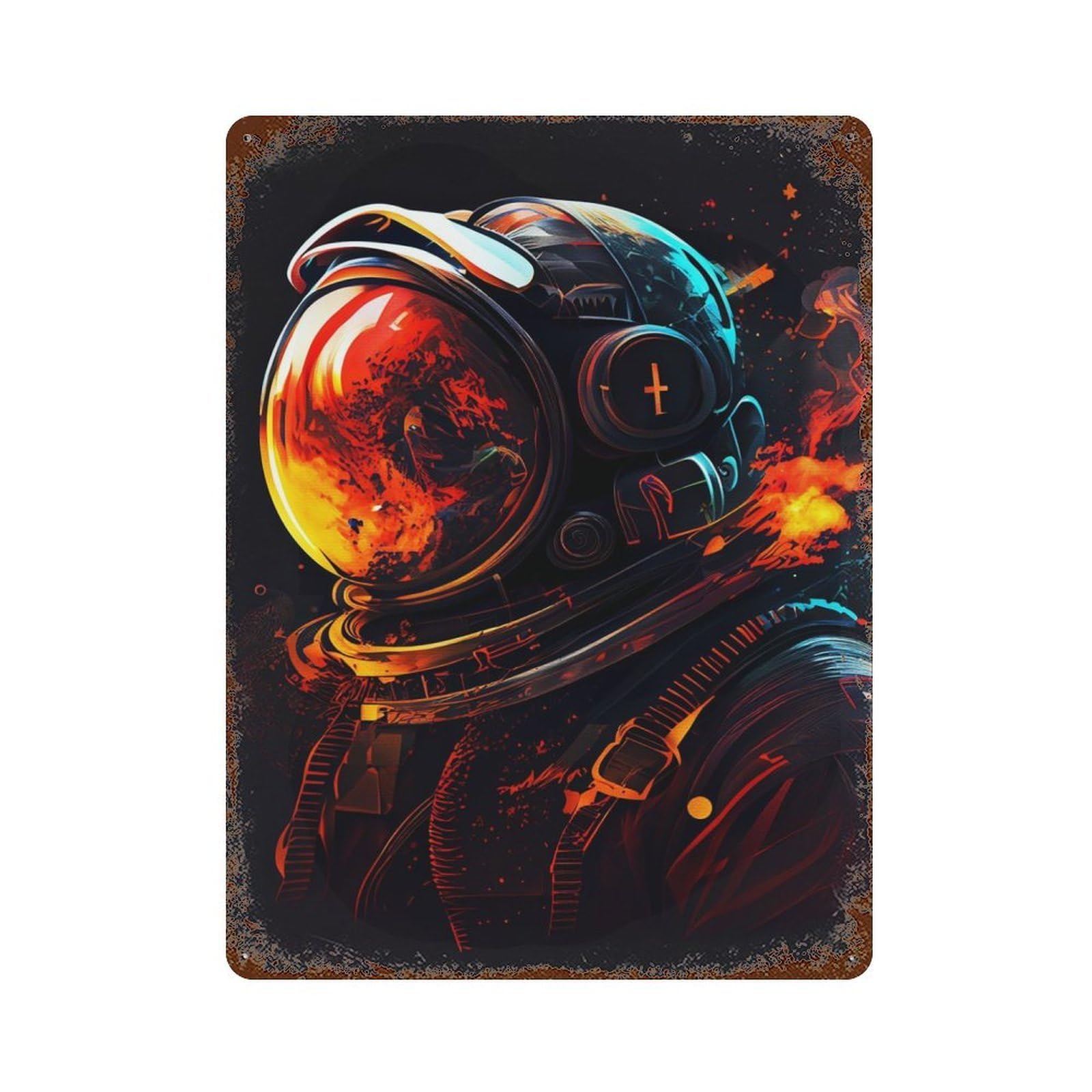 Rust Effect Astronaut Is Wild New Vintage Rust Metal Sign 15.7"x11.8", Classic Wall Plaque for Shed, Workshop And Garage Wall Decor