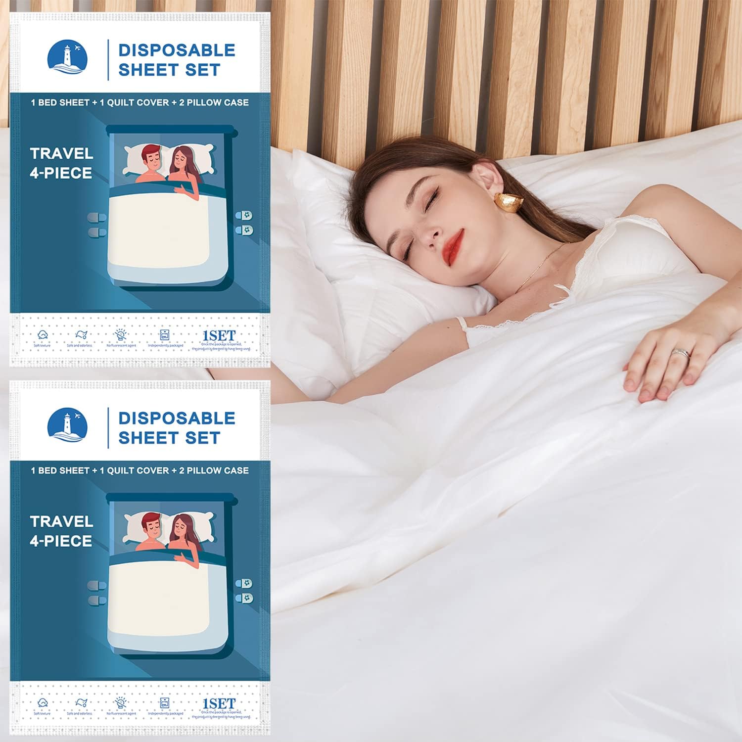 BREENHILL 4 Pack (16 PCS) Disposable Bed Sheets,Travel