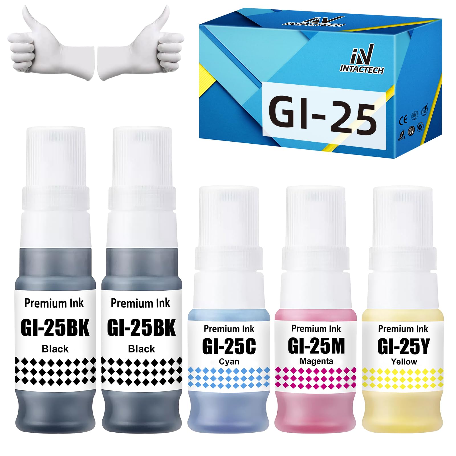 GI-25 Refill Bottle Ink Replacement for Canon 25 GI-25 GI25 Ink Work for Canon PIXMA MegaTank GX2020 GX1020 Printer (Black 70ml *2, CMY 70ml *1, 5-