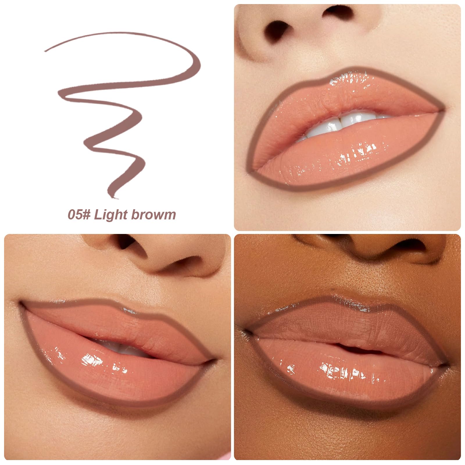 KISSIO Lip Liner Stain,Peel Off Lip Liner,Transfer Proof,Long Lasting and Waterproof,Lip Tint Tattoo,Natural Makeup Stain,Matte Finish,Light brown - Image 2