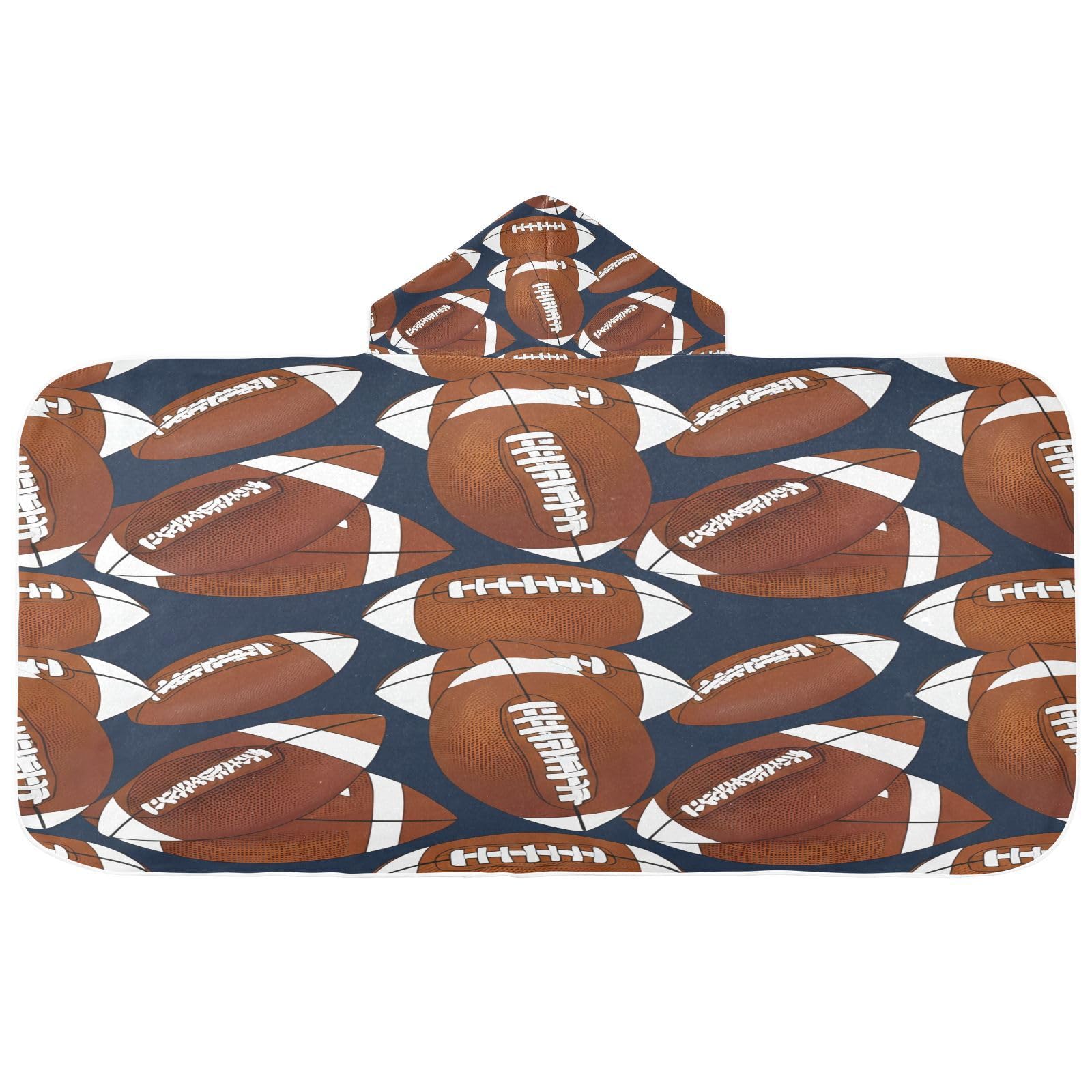 Nesatuwa Hooded Towel for Kids,Football Night Kids Beach Bath Towels Soft Absorbent Quick Dry Poncho Towel for Girls Boys