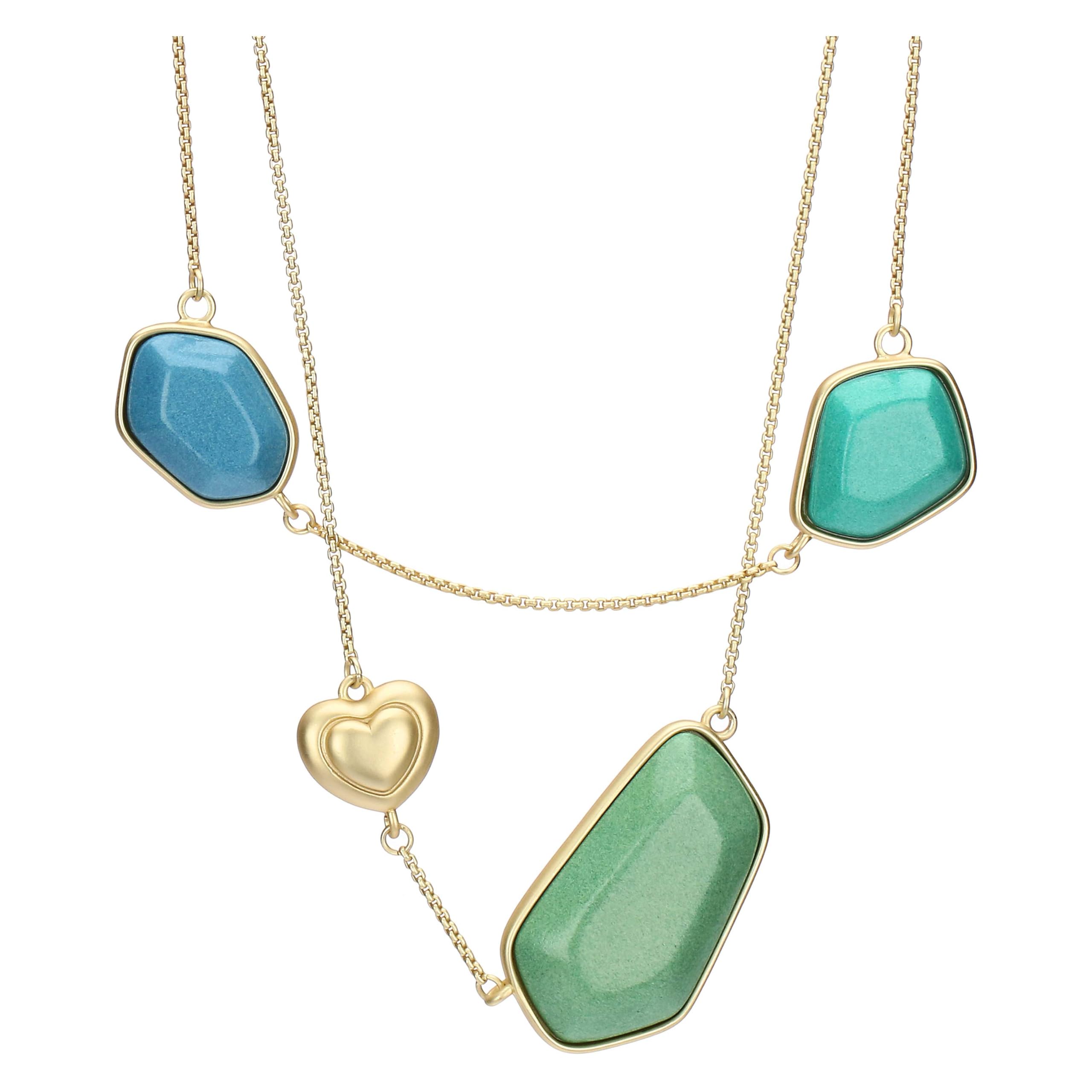 THUN - Collana con pietre e cuore - ceramica, metallo - Collezione Dedicato a te - 90 + 5 cm