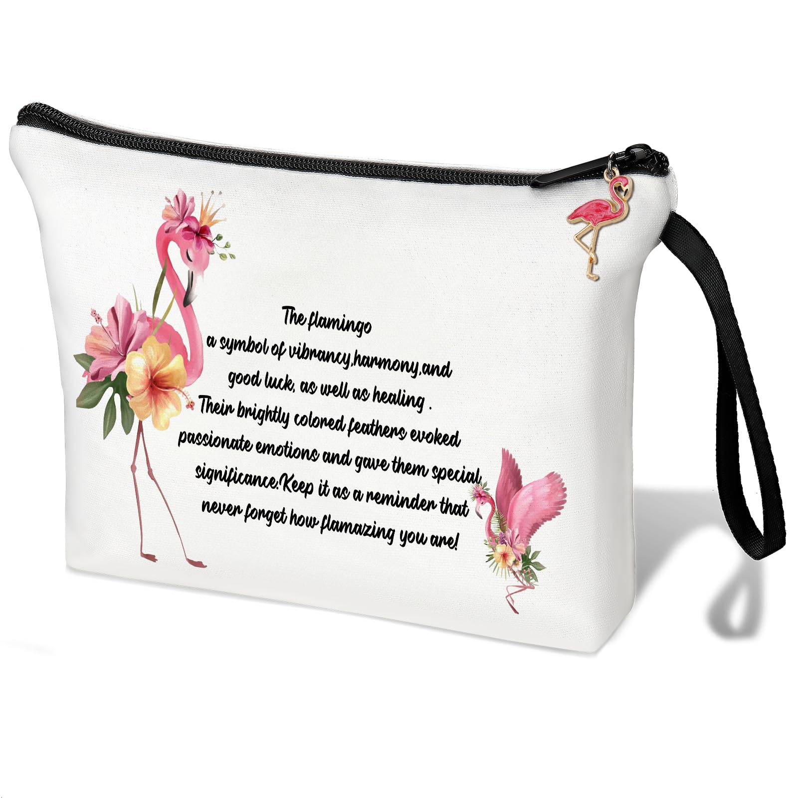 LANJUFlamingo Gifts for Women Pink Cosmetic Bags for Women Makeup Bag Flamingo Gift Bags Never Forget How Flamazing You Are Inspirational Gift (White flamingo gifts)