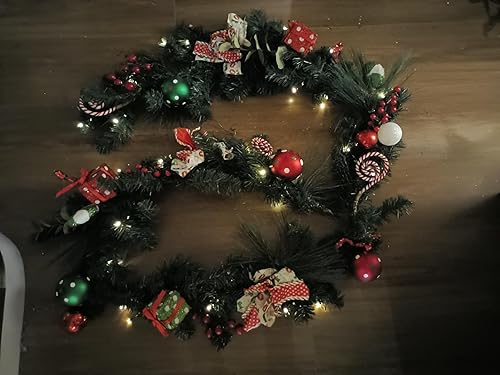 Miniatura 5 de Valery Madelman Guirnalda de Navidad Preencendida de 9 Pies con Luces para Repisa de Chimenea, Guirnalda de Navidad Iluminada para Exteriores con