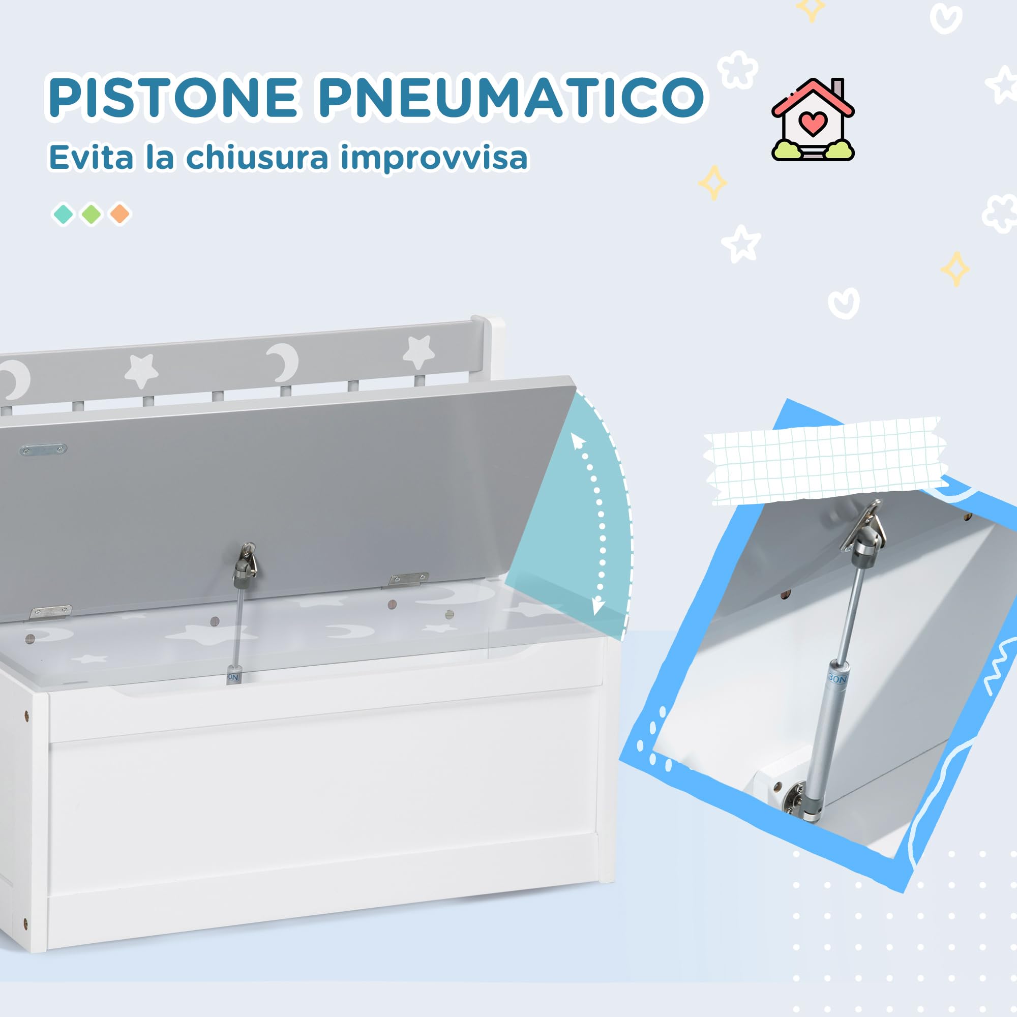 ZONEKIZ Set per Bambini 3-6 Anni con Lettino 143x76x49 cm, Mobile Portagiochi 63x30x60 cm e Cassapanca 60x30x50 cm, Grigio