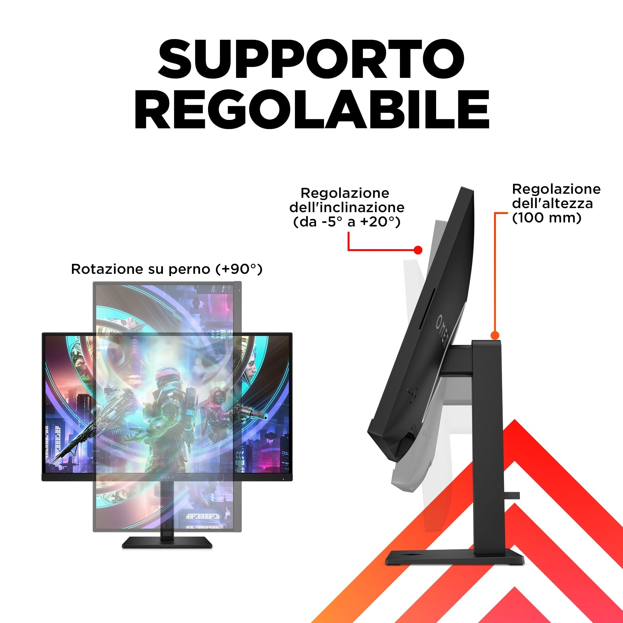 HP OMEN 27qs Monitor da 27 Pollici, Pannello IPS da 16:9 QHD da 240 Hz, 1 ms, Display HDR 400, Antiriflesso, 400 Nits, AMD FreeSync, NVIDIA G-SYNC, VESA 100x100 mm, HDMI 2.0, USB-A e B
