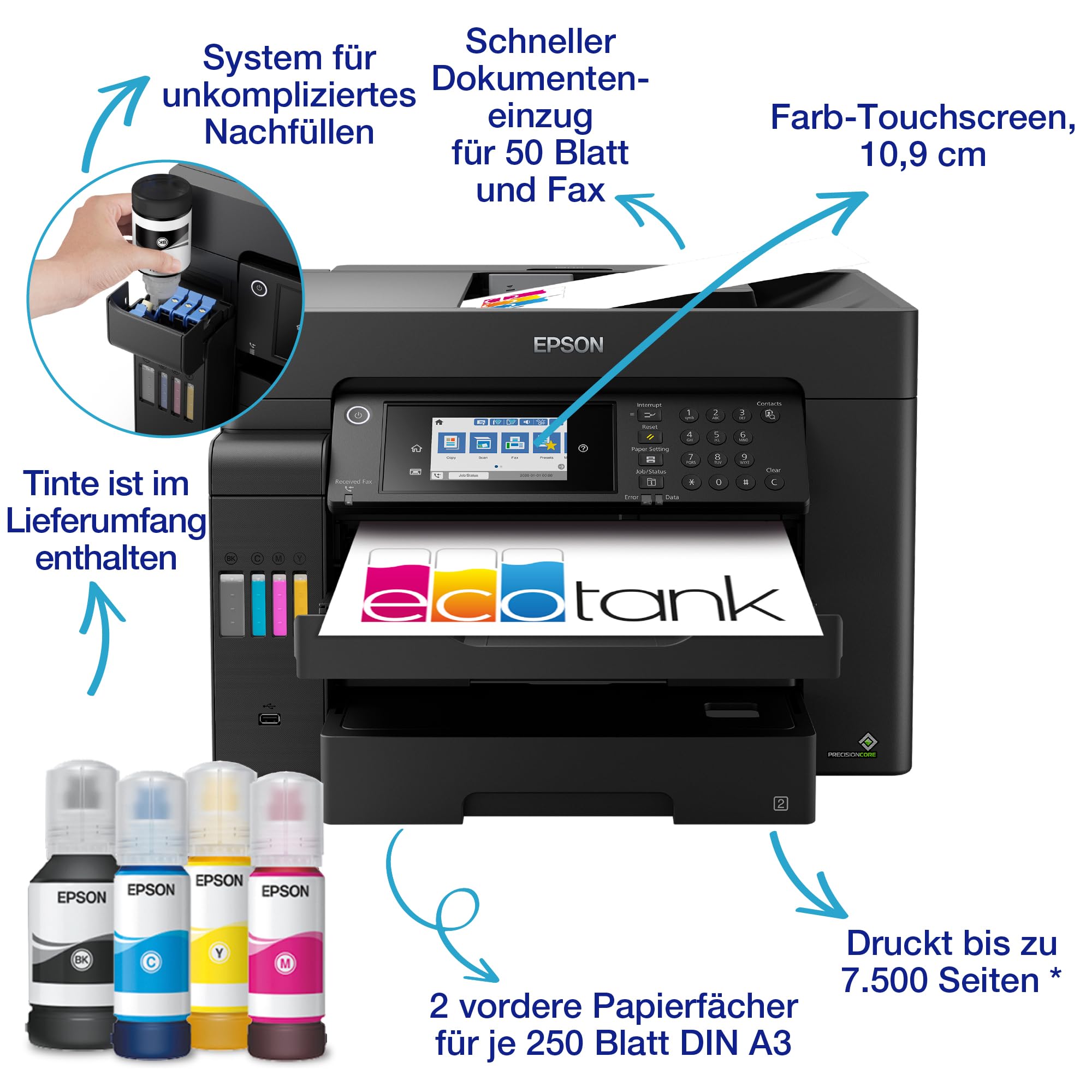 Epson EcoTank ET-16605 DIN-A3+-Multifunktions-Wi-Fi-Tintentankdrucker mit Fax