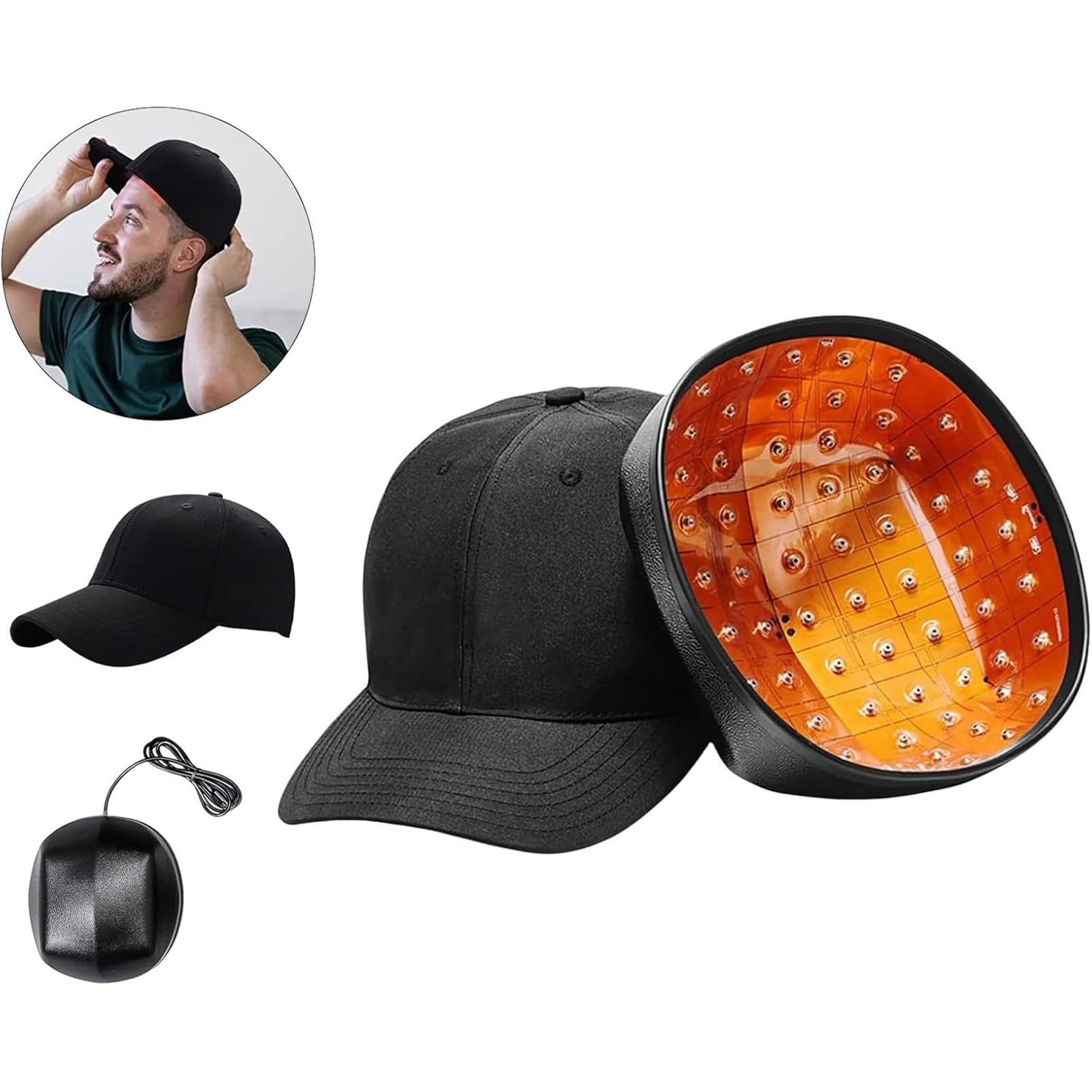 Chapeau De Croissance De Cheveux De Luminothérapie, Traitements De Perte De Cheveux, Dispositif De Thérapie De 82 LED 660Nm Et 850Nm pour La Repousse des Cheveux