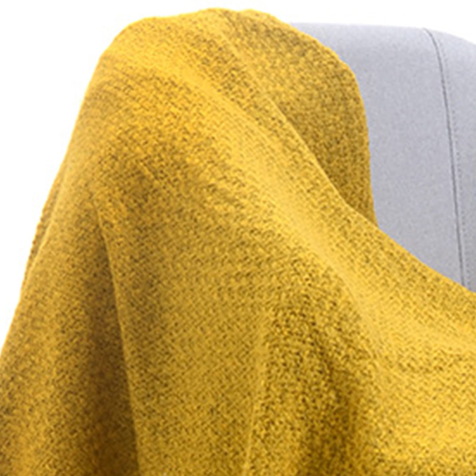 Mantas de Punto con Flecos, Tejidas a Mano Acogedora Cubre Cama, Suave Transpirable Cubremanta Blanket Para Cama/sofá/bebés, Fácil De Limpiar,Yellow-47"x79"/120x200cm