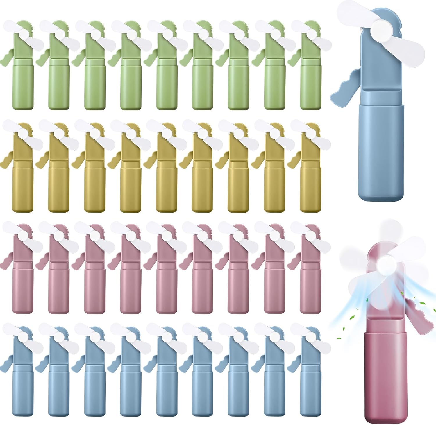 24 Pcs Mini Hand Press Fan Bulk Small Portable Cute Fan Plastic Handheld Manual Personal Cooling Party Favor Summer Outdoor Travel Camping Gifts, No Battery Included
