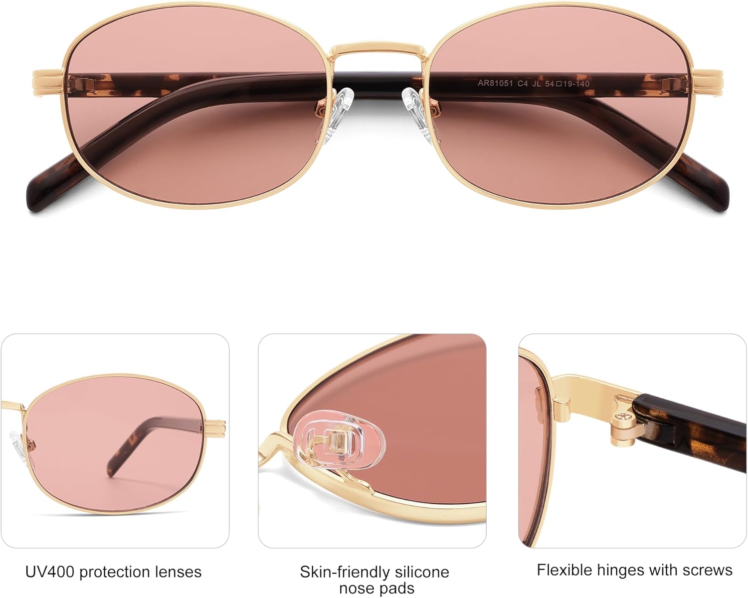 Trendy Retro Oval Sunglasses Womens Mens 90s Classic Vintage Sun Glasses AR81051 - Image 4