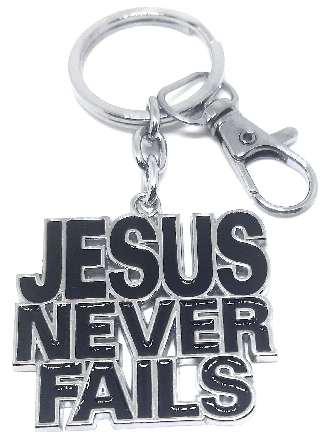 Jesus Never Fails Catholic Gift Keychain For Men Women Girls Boys Friends Husband Wife Parents Bike Car Metal Keychain (Black)-image-24
