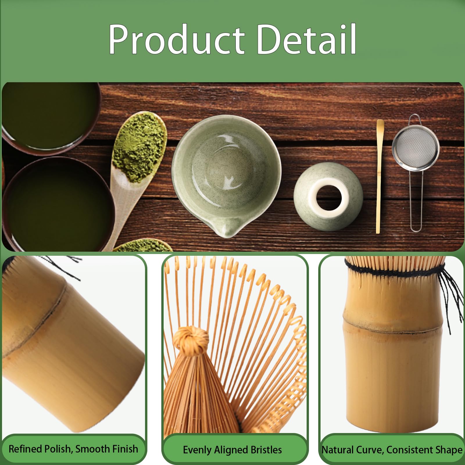 Matcha Kit Set da tè giapponese 5 pezzi ciotola tradizionale frusta paletta colino polvere
