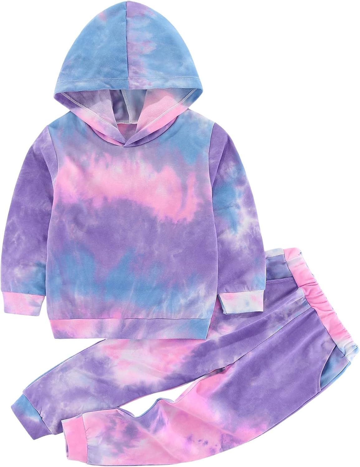 Toddler Girls Tie Dye Clothes - Cute Valentines Outfits Hoodie Sweatshirt Pants 2Pcs Fall Clothing Set 2-6 Years