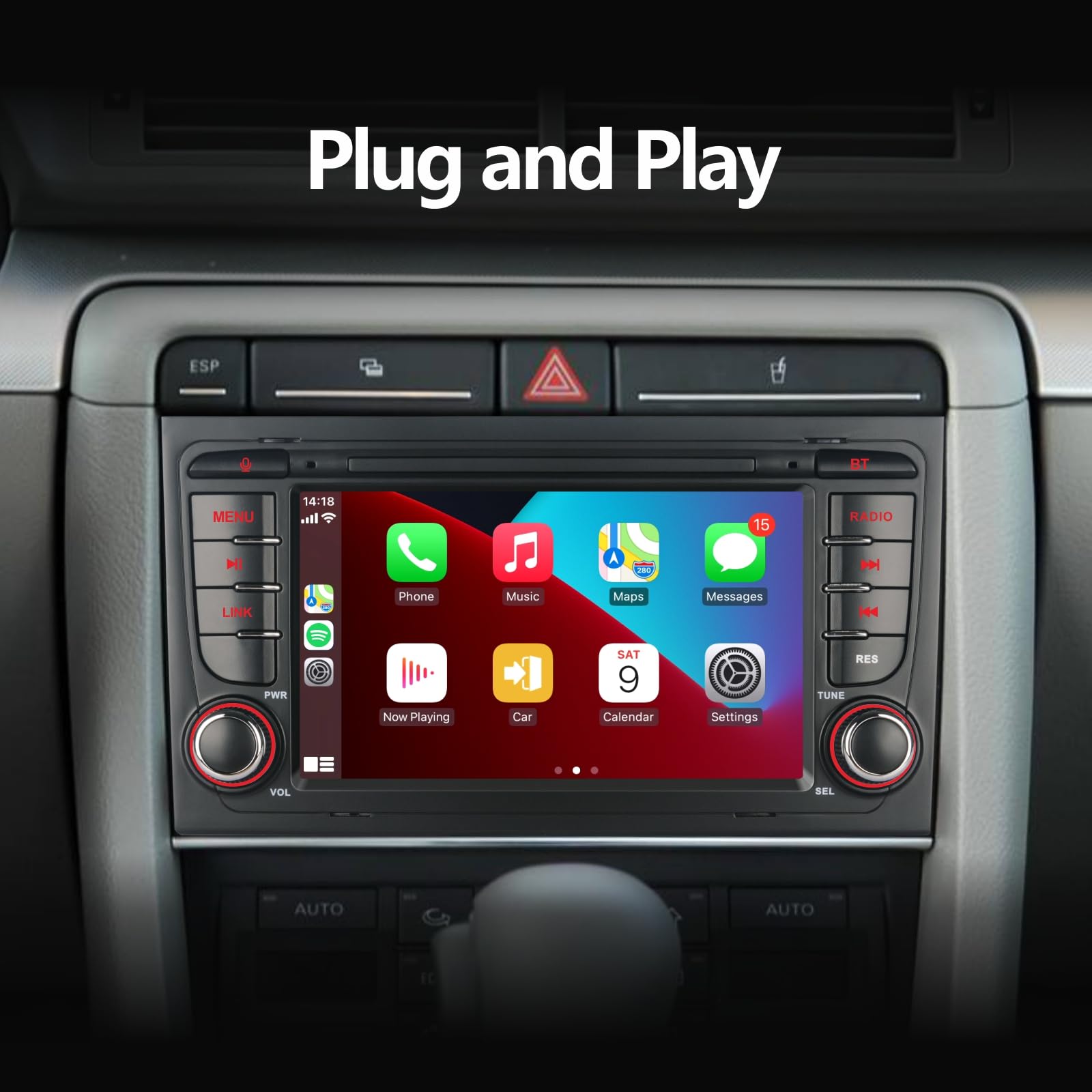 Radio de Coche para Audi A4 S4 RS4 2003-2012 Compatible con inalámbrico Carplay Android Auto, Radio de automóvil de Pantalla táctil de 7 Pulgadas Am/FM/RDS/Bluetooth/USB
