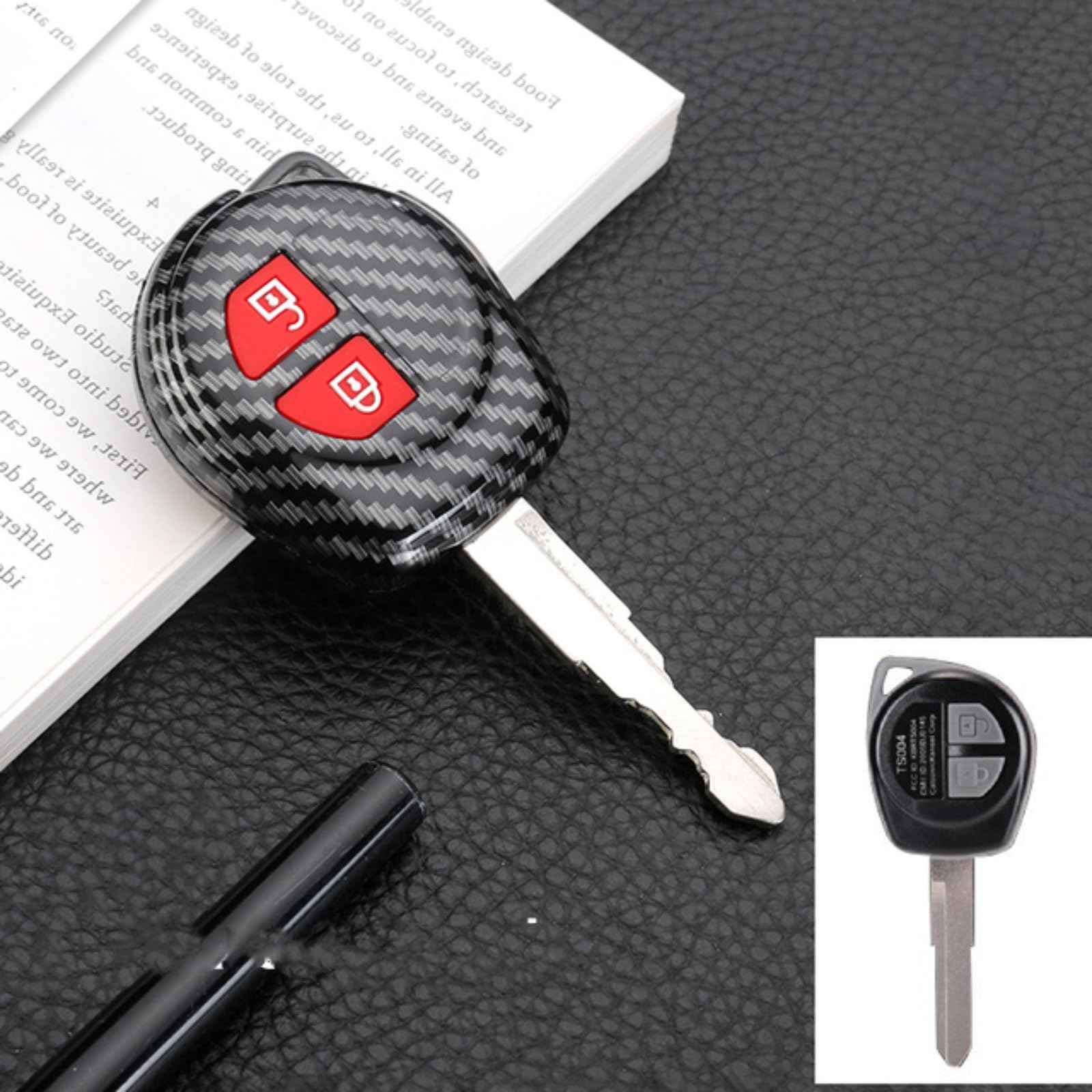 Étui pour clé télécommande en carbone contre l'usure des boutons Suzuki - 2