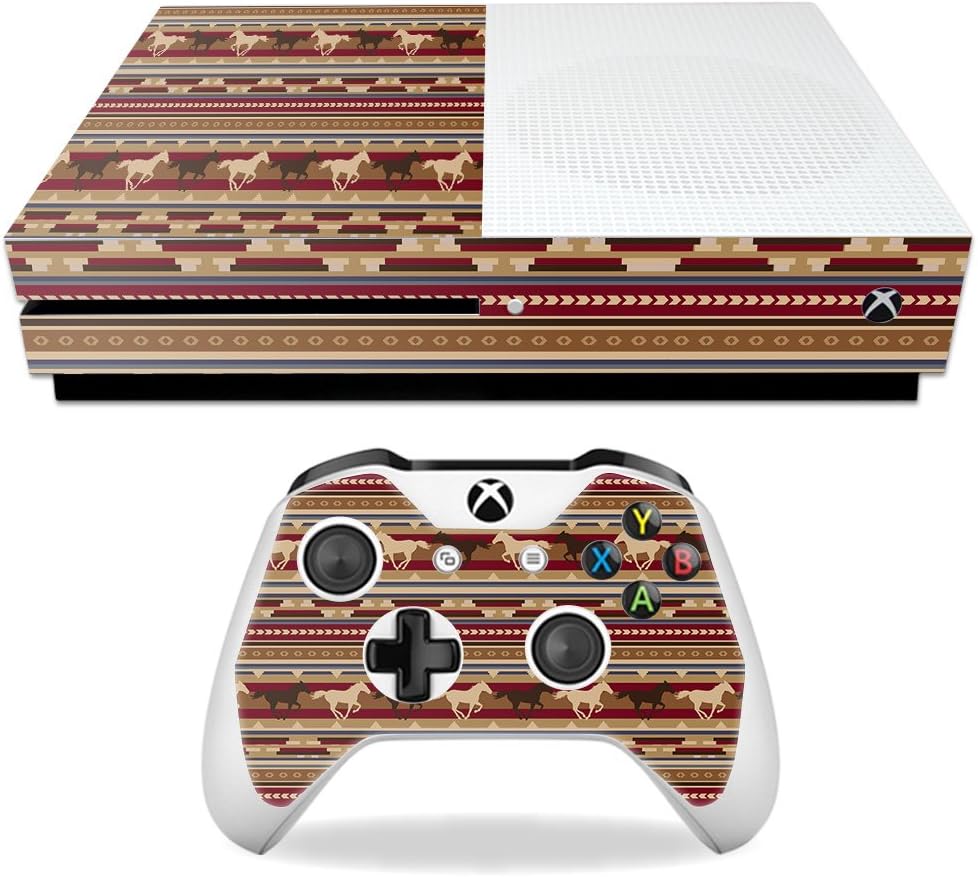 MightySkins Skin Compatible with Microsoft Xbox One S – Lodge Stripes | Protective, Durable, and Unique Vinyl Decal wrap Cover | Easy to Apply, Remove, and Change Styles | Made in The USA