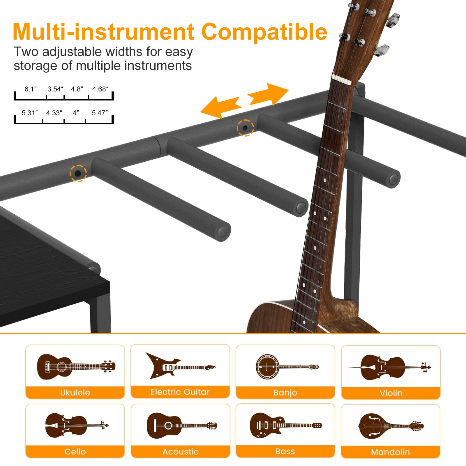 Stojak na gitarę do wielu gitar, regulowany uchwyt na gitarę z wyściełaną ochroną na wzmacniacz, gitarę elektryczną, basową, wzmacniacz, stojak na multiwyświetlacz, do domu lub studia