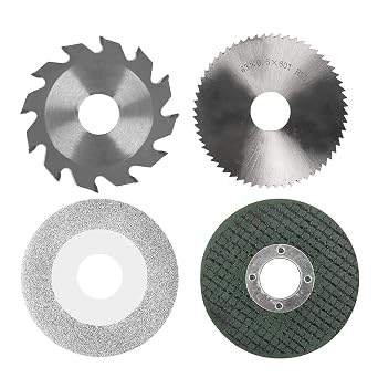 4PCS Saw Blade Set 2.5in Diameter 63mm Alloy, HSS, Emery & Resin Blades for Metal, Glass, Ceramic, Wood, Plastic