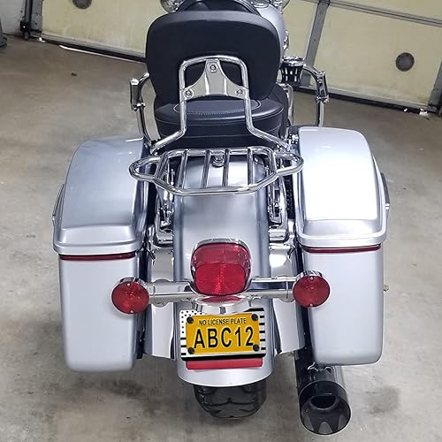 Miniatura 7 de Aootf Marco de matrícula de motocicleta, soporte de placa de etiqueta de motocicleta de bandera estadounidense con tornillos, tuercas y tapas para