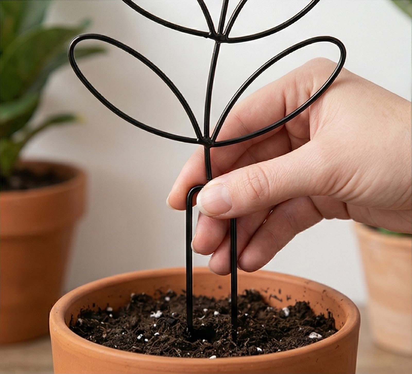 Tosnail 6 Pack 12" Tall Metal Plant Trellis for Potted Plants, Wire Plant Stakes, Small Garden Trellis, Cute Leaf Shaped Plant Support for Houseplant Home Climbing Plants Indoor Outdoor