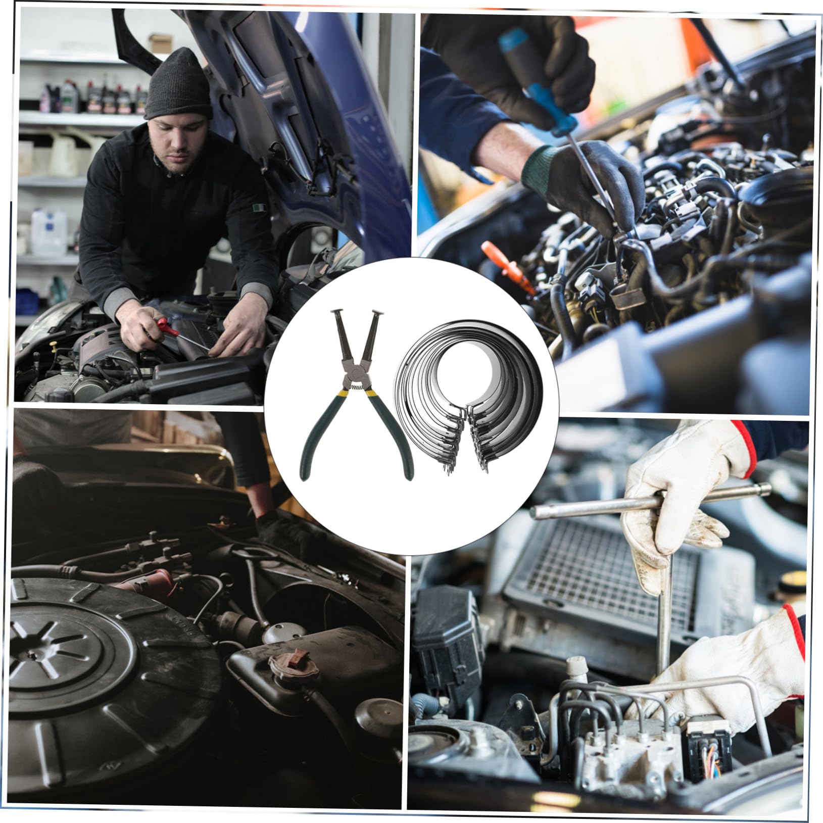 Kit de Pinces pour Segments de Piston Réglables 14 Pièces en Acier | 1 Ensemble, Prise Sécurisée, pour Maintenance et Réparation Automobile, Outil Manuel pour Mécanicien