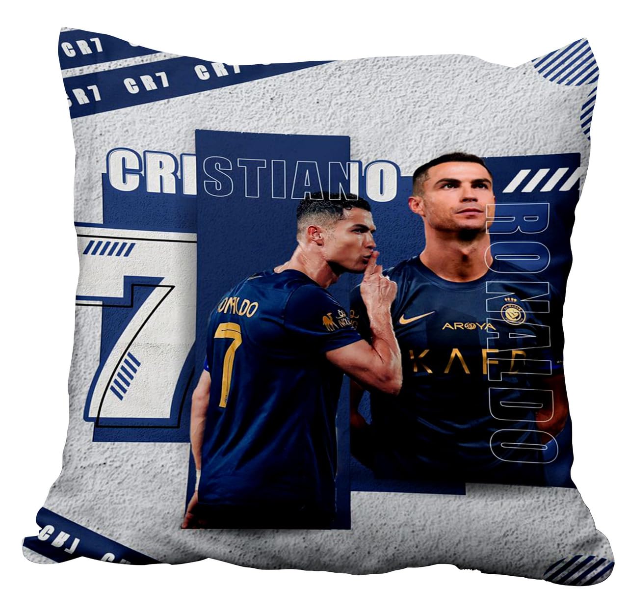 Ronaldo Football Legend Printed Cushion Pillow 12x12 Inches with Cover | Premium Sofa Bed Cushion for Sports Lovers-image-4