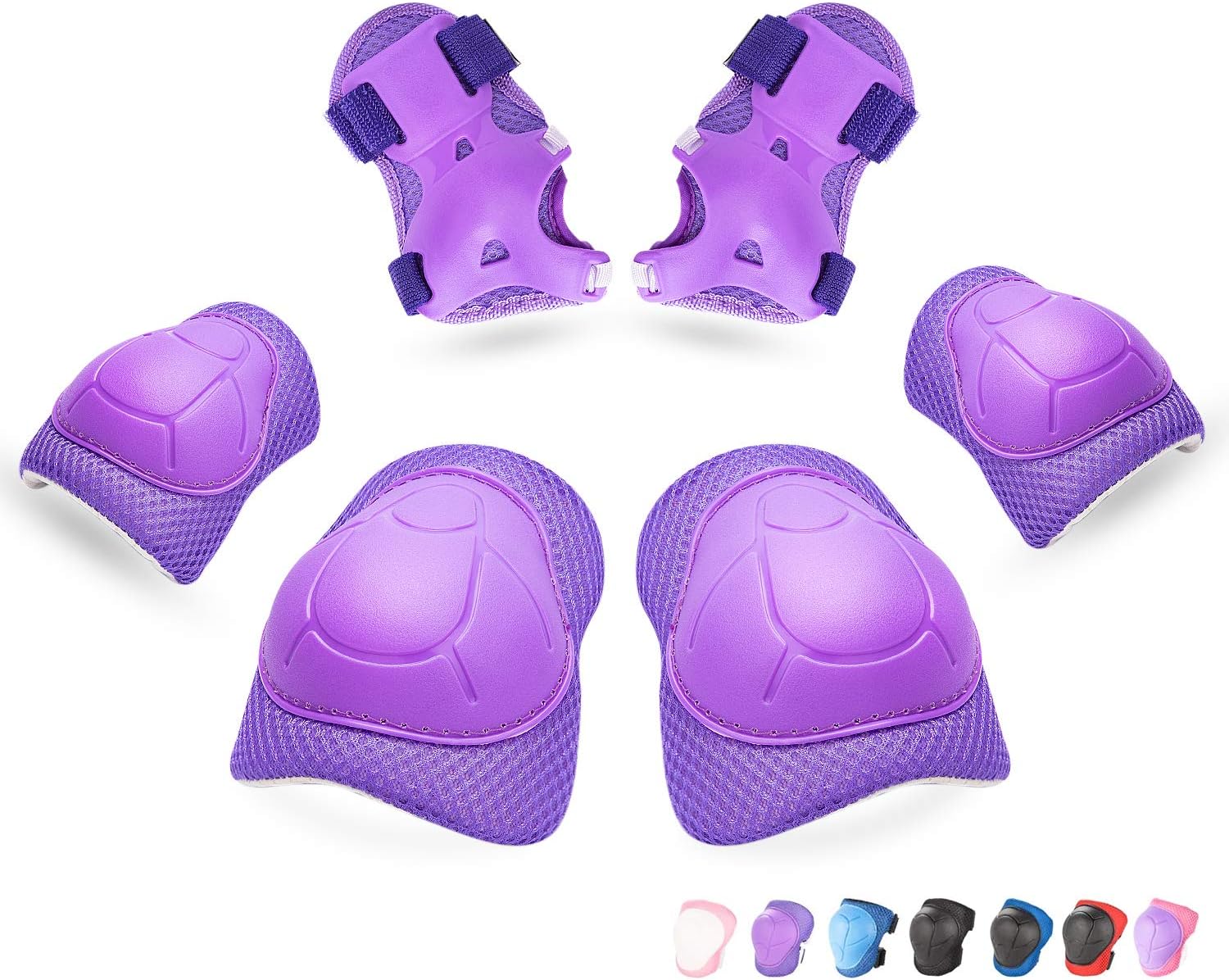 Kids/Youth Knee Pads Elbow Pads Wrist Guards 3 in 1 Protective Gear Set for Child Roller Skates, Cycling, Inline Skating, Scooter Skateboard, BMX Bike, Riding, and Multiple Outdoor Sports