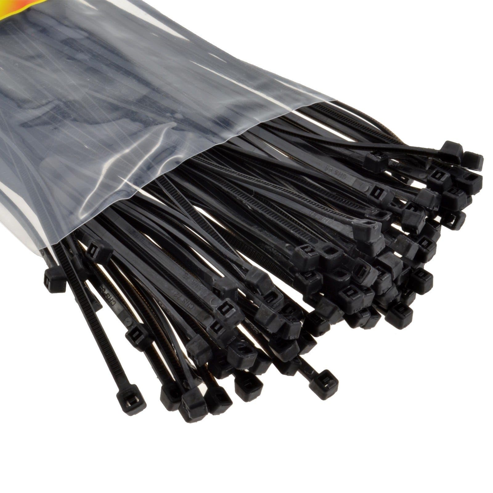 Kenable Black Cable Ties Nylon 66 Ul Approved Zip Ties 200Mm X 2.5Mm [100 Pack]