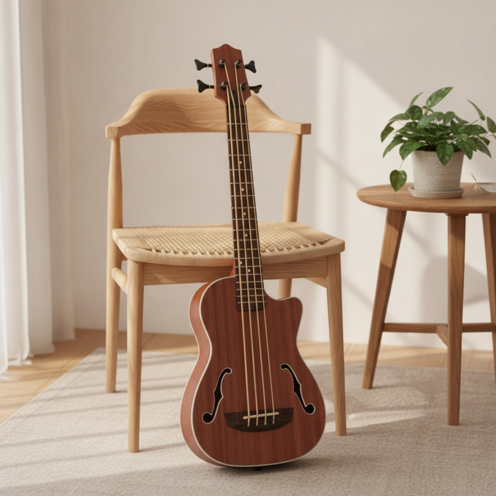 Bass Ukulele Basso Acustico Elettroacustico 30 Pollici Corpo in Tastiera in Palissandro Accesso Facile Ai Tasti Corde, style to 3