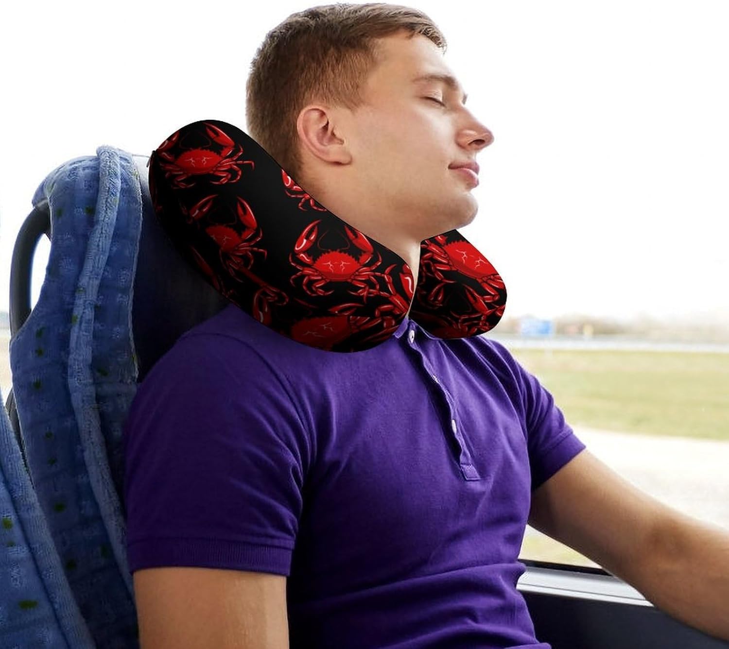 Red Crab Travel Pillow U Shape Neck Pillow Washable Pillowcase for Sleeping Chair